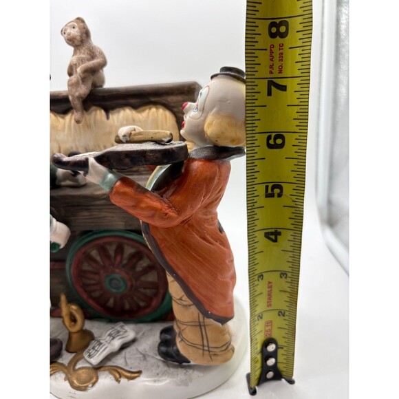 Vintage Clown Music Box Statue Two Clowns Monkey Hurdy Gurdy Circus Decor 9” - Picture 11 of 12